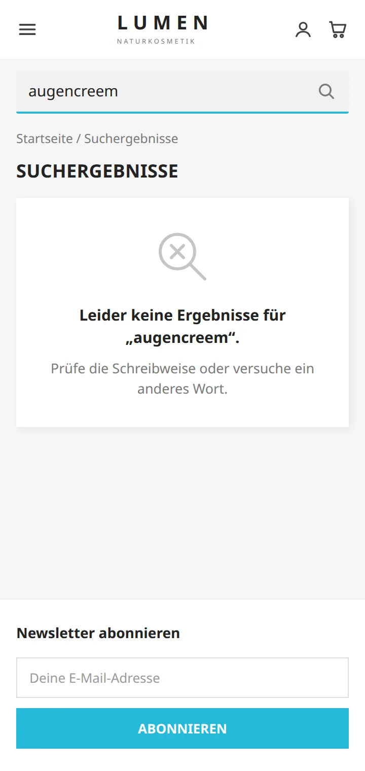 Native PrestaShop-Suche auf dem Handy: 0 Ergebnisse wegen eines Tippfehlers