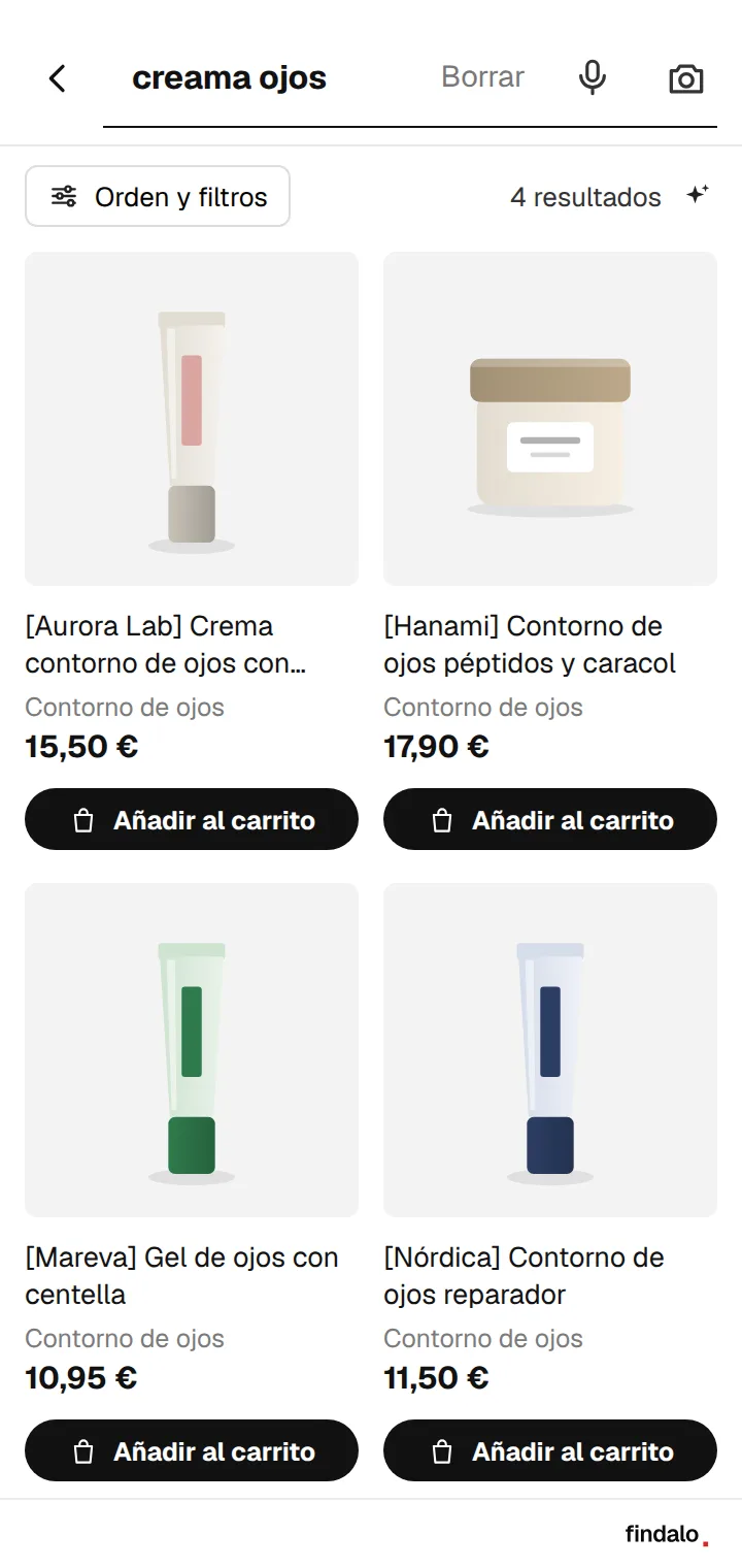 Buscador findalo en el móvil: entiende la errata «creama ojos» y muestra contornos de ojos