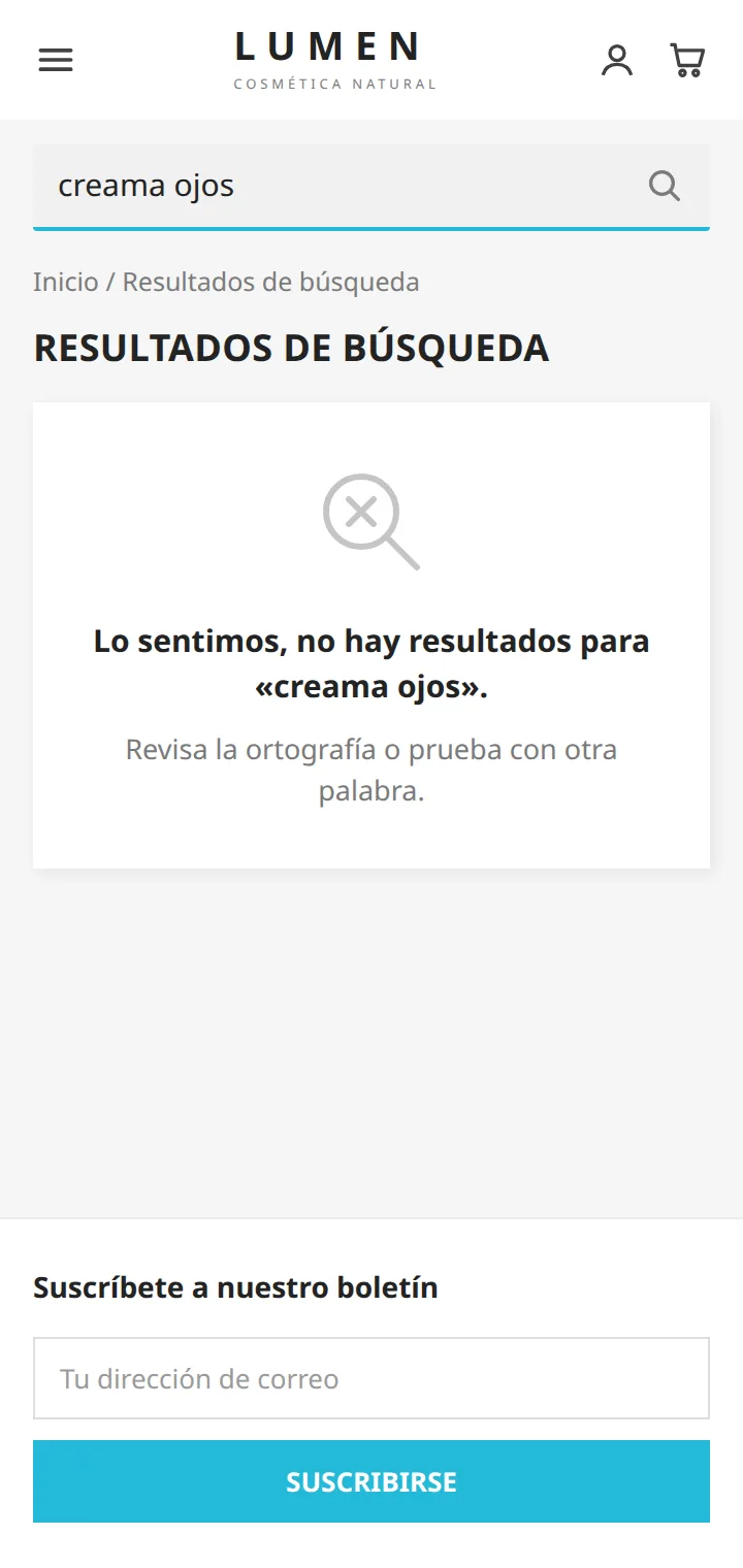 Buscador nativo de PrestaShop en el móvil: 0 resultados por una errata