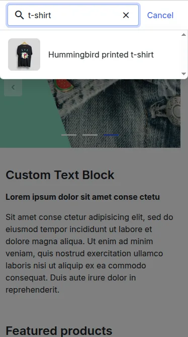Buscador PrestaShop por defecto · móvil