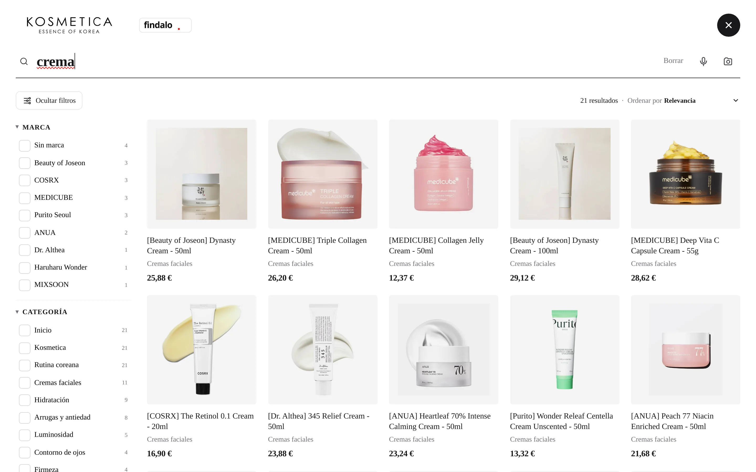 Findalo widget en Kosmetica · 21 resultados para 'crema'
